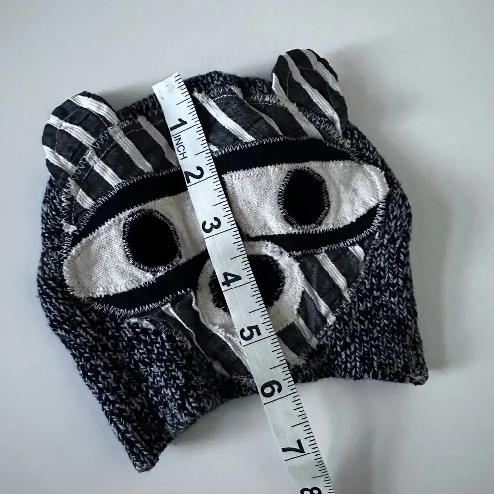 Raccoon Appliqué Beanie Hat - Black and Gray - Fits 4-6